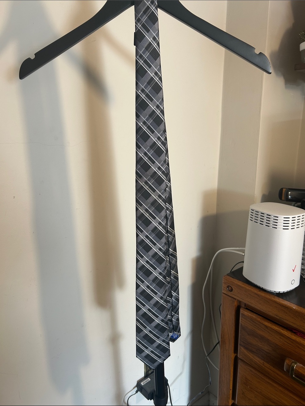 Apt. 9 Gray and Black Plaid Tie